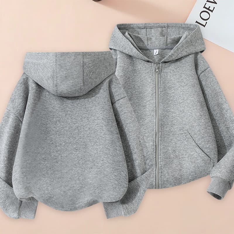 Kids Jacket Boys Cardigan Spring Autumn Hooded Sportswear Girls Trendy Fashion Tops Printed Solid
