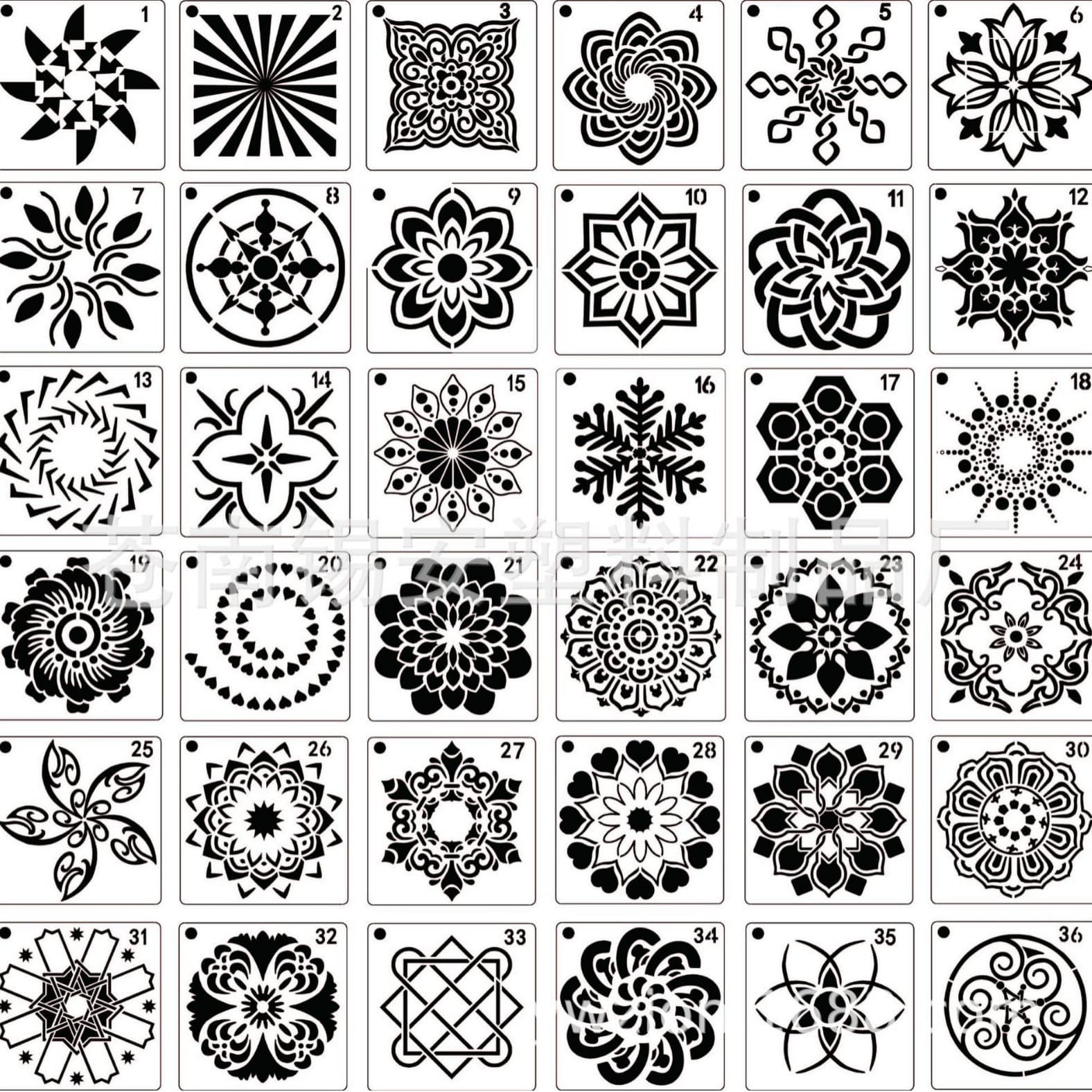 56 Cross-Border Mandala Drawing Templates, Mandala Stone Painting, Carving Creative Mandala Stencils