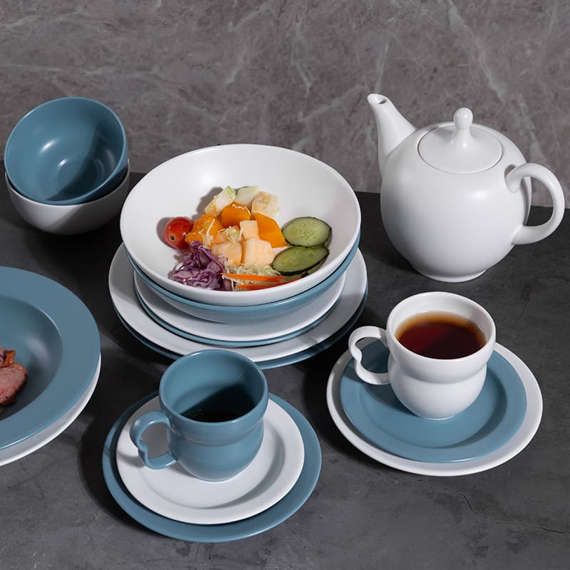 Simple Nordic solid color matte tableware gourd coffee cup saucer pot set dinner plate color glaze straw hat plate salad bowl