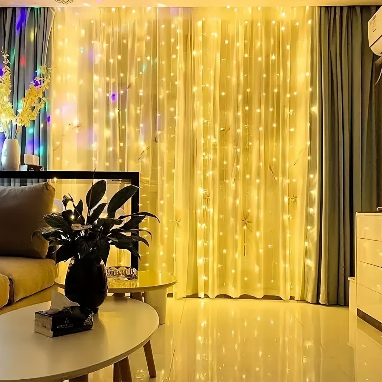 Cross-border LED Copper Wire Curtain Light USB 8-Function Indoor Ambiance Copper Wire Icicle Light Starry Sky Waterfall Light