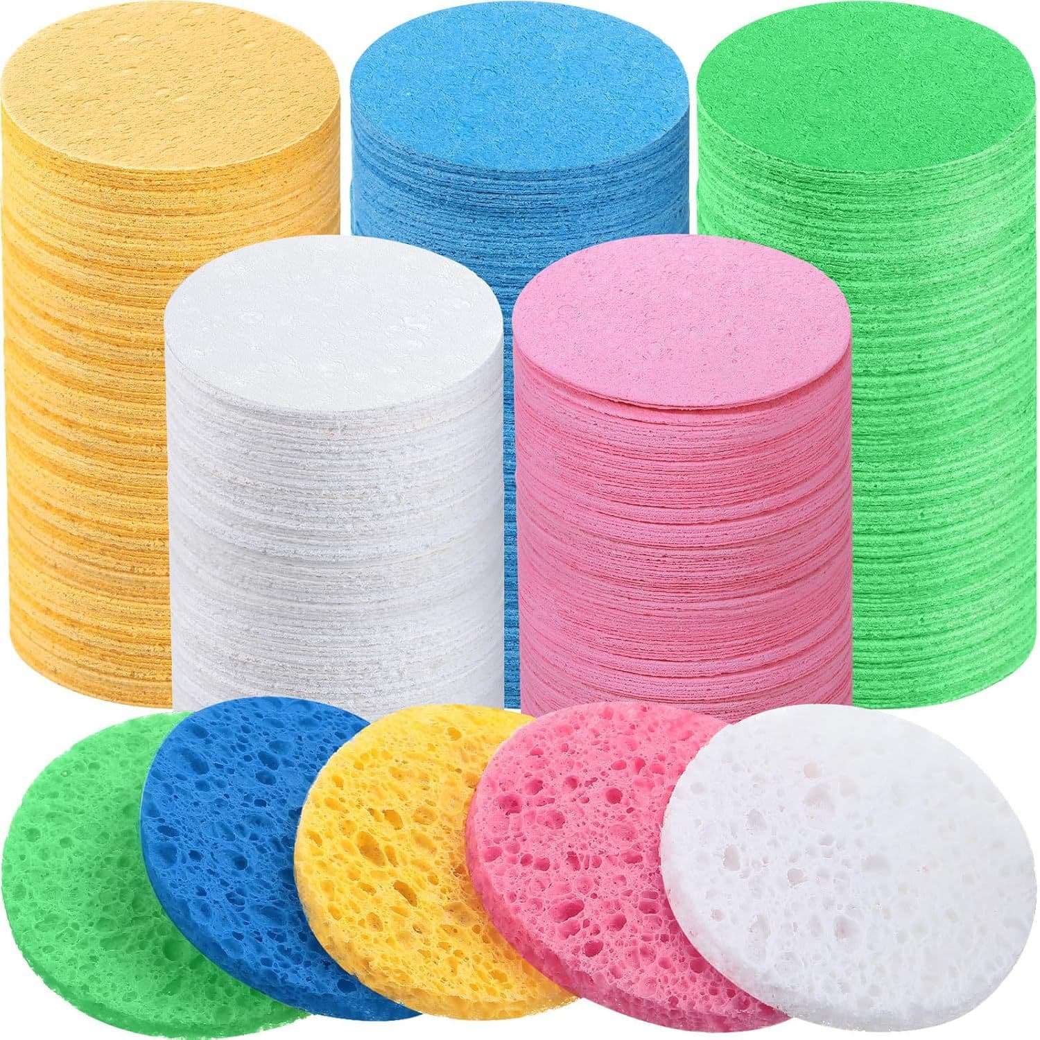 Wholesale Compressed Wood Pulp Cotton Facial Cleansing Sponge Disposable Makeup Remover Cleaning Cellulose Sponge for Beauty Salons Dropshipping Available