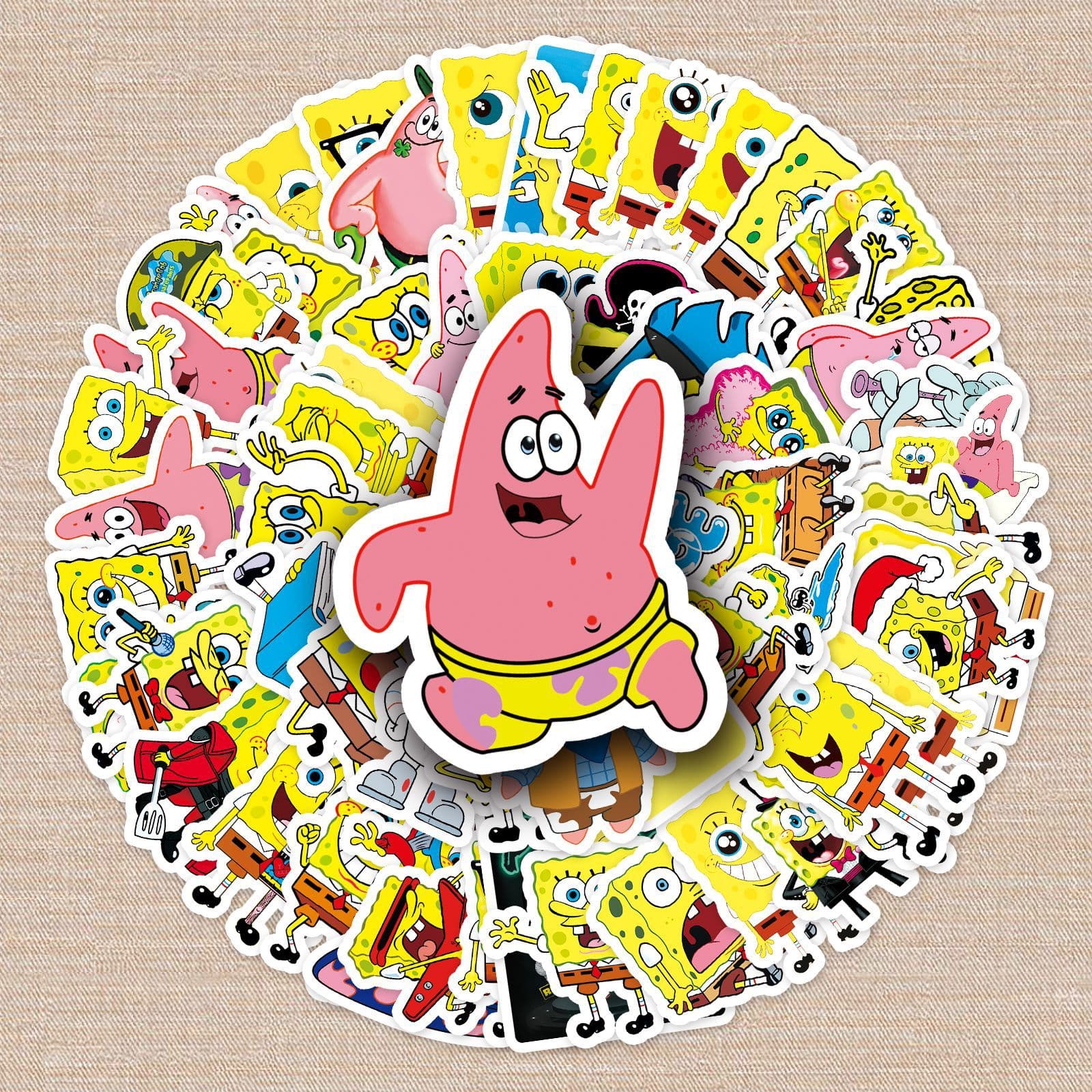 60 SpongeBob Graffiti Stickers Personalized Cross-border Animation Surrounding DIY Water Cup Luggage Stickers Waterproof