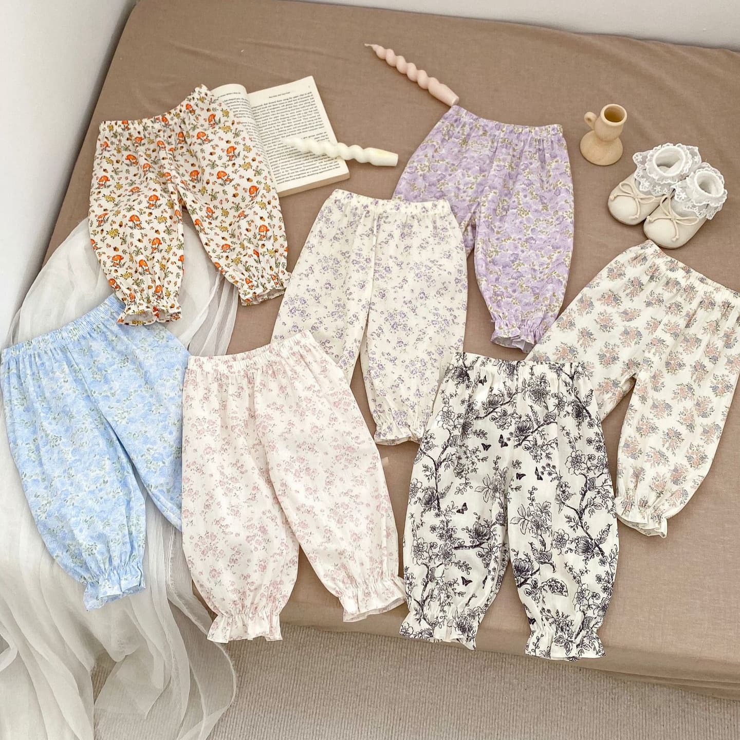 Baby girl's anti-mosquito pants summer Korean version thin children's breathable casual pants baby girl cartoon pants outer pants