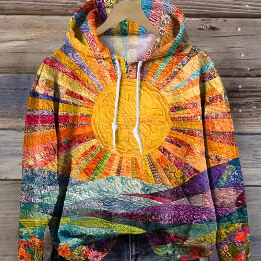 2025 Independent Site Cross-border Sunflower Pattern Multicolor 3D Digital Print Pullover Santa Claus Hooded Sweatshirt