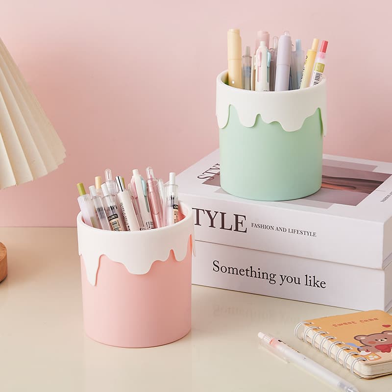 Ice Cream Pen Holder Trendy Fashion Large Capacity Home Use Student Office Desktop Stationery Makeup Brush Storage Box Wholesale