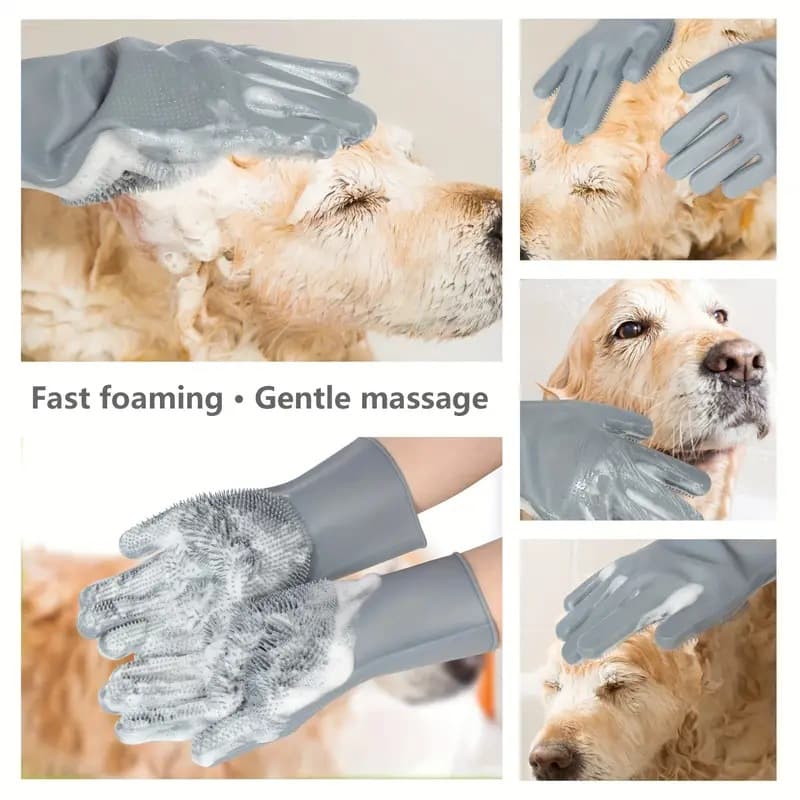 Pet Bathing Glove Dog Grooming Scrub Brush Teddy Plastic Anti-Scratch Silicone Cross-Border Drop Shipping