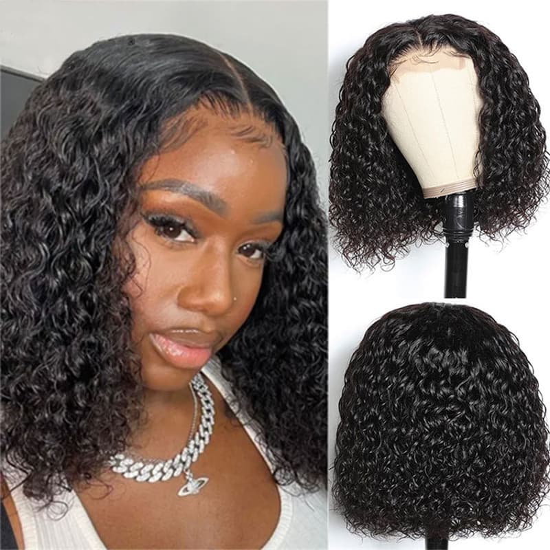 AliExpress Foreign Trade Wig Women's Front Lace Mid Short Curly Wigs African Black Small Curly Short Hair Chemical Fiber Headgear
