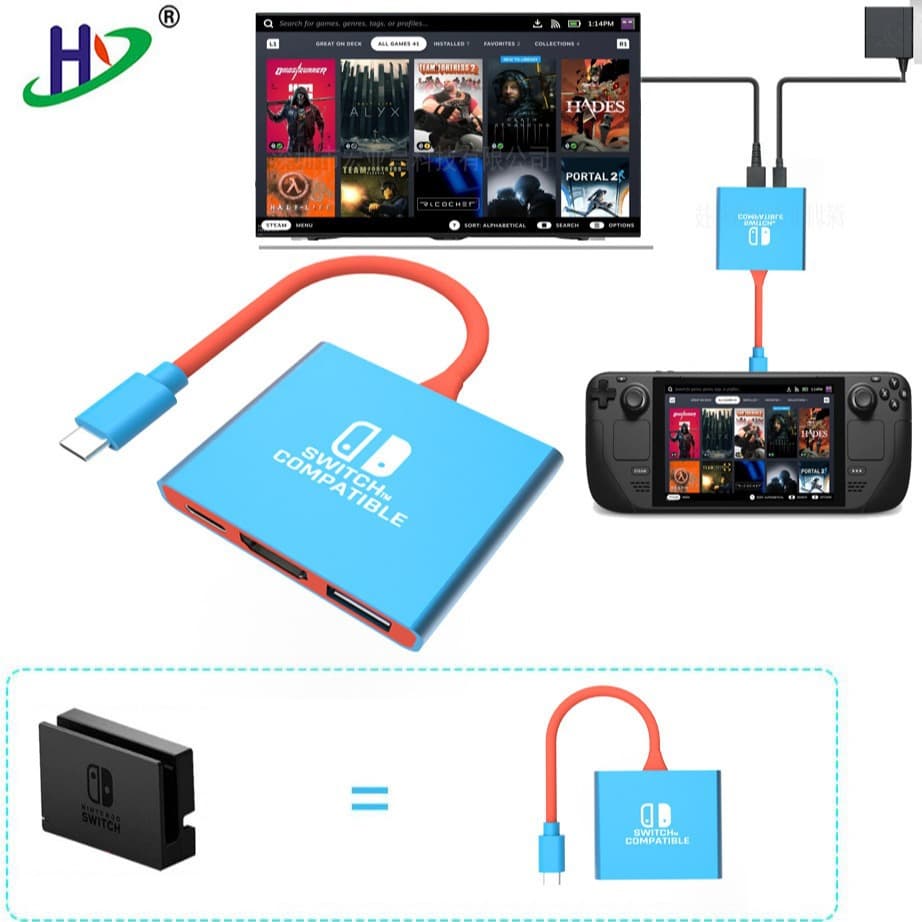 For Switch Dock Portable Dock NX Screen Projector 3 in 1 4K60HUB Game Console Accessories
