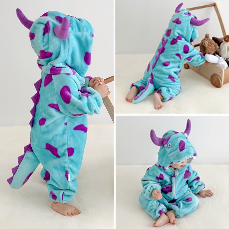 Baby Romper Suit Autumn Winter Plush Animal Shaped Crawling Clothes Newborn Baby Bib Overalls Children Home Wear Unisex