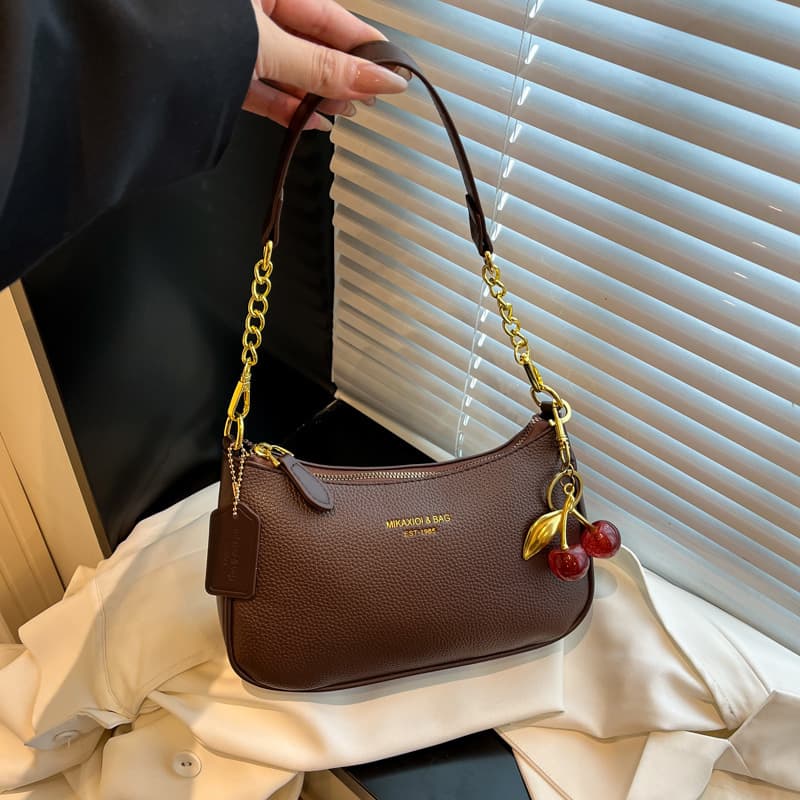 2025 New Korean Style Solid Color Textured Small Bag for Women, Pebble Grain Chain Shoulder Bag, Premium Crossbody Bag