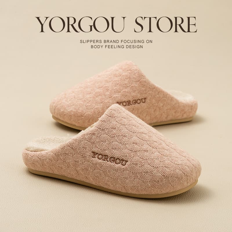 Yuangang Thick Sole Cotton Slippers Women 2025 New Autumn/Winter Anti-Slip Indoor Home Use Breathable Warm Fleece-Lined Men