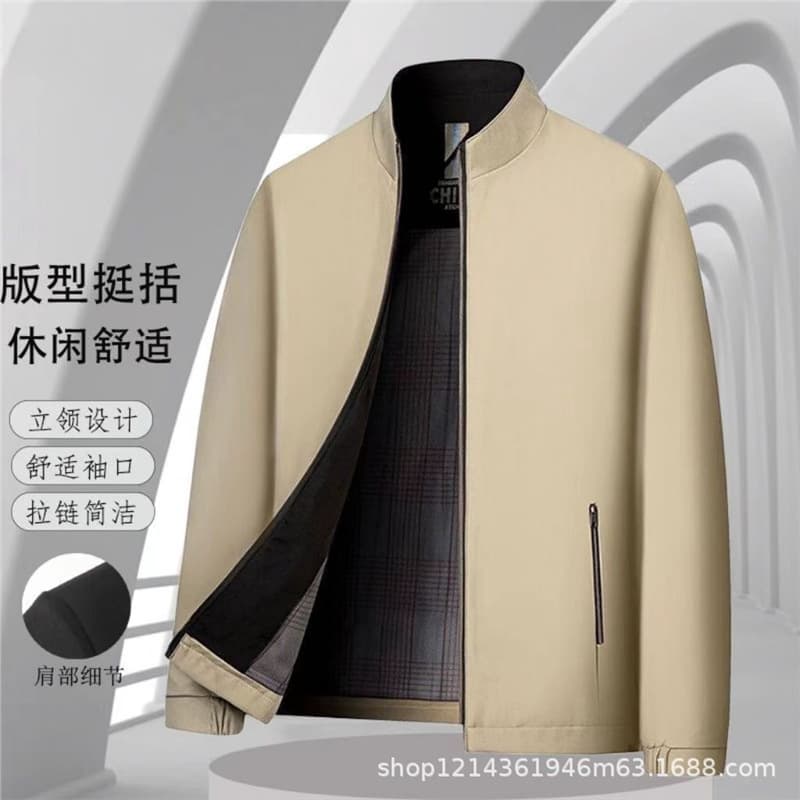 2026 New Spring Autumn Jacket Men's Jacket New Business Middle-Aged Casual Stand Collar Top Men's Clothing Versatile