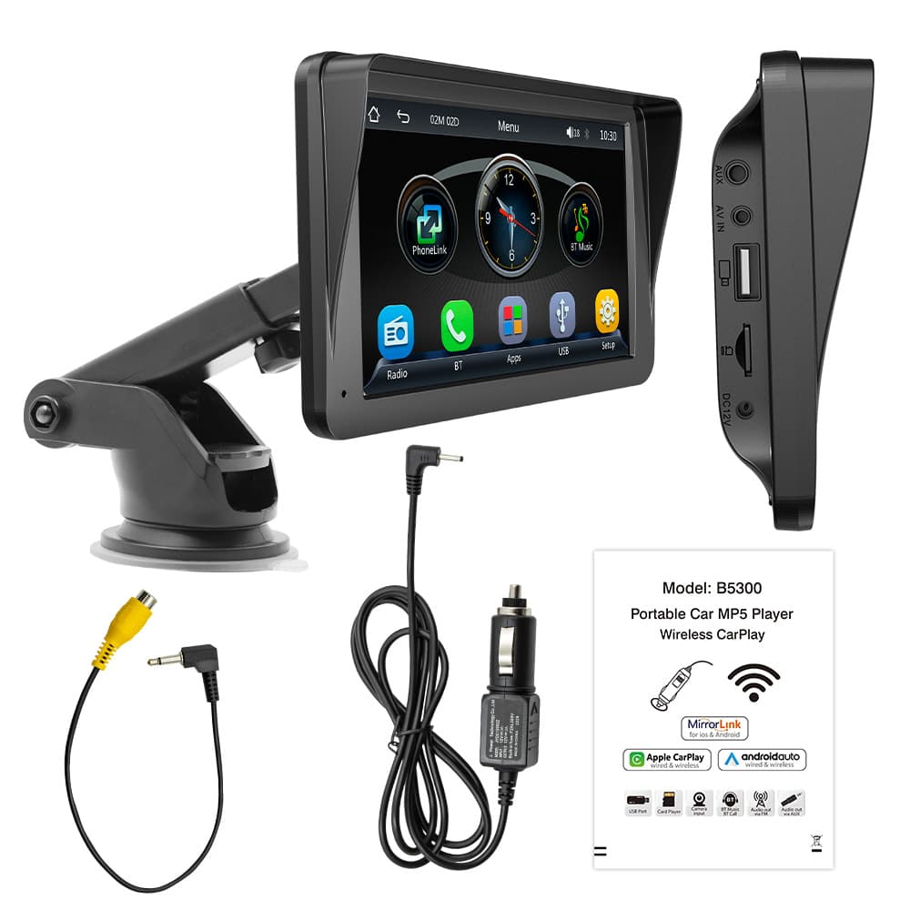 Portable Car MP5 Player Wireless CarPlay Bluetooth Backup Camera Multi-function USB SD Card Player