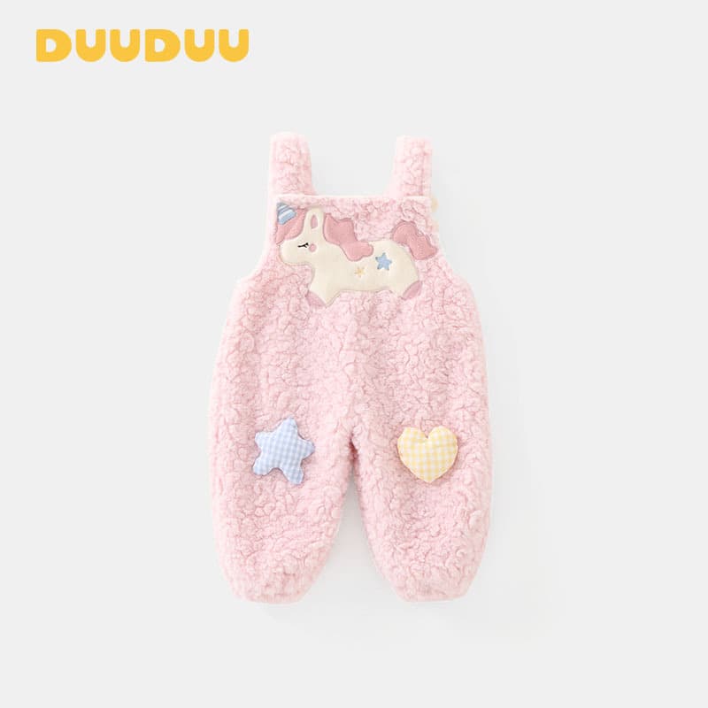 DUUDUU Double-Layer Baby Romper, Thickened Pants for Fall and Winter, Warm Fleece Crawling Suit, Infant Bib Overalls