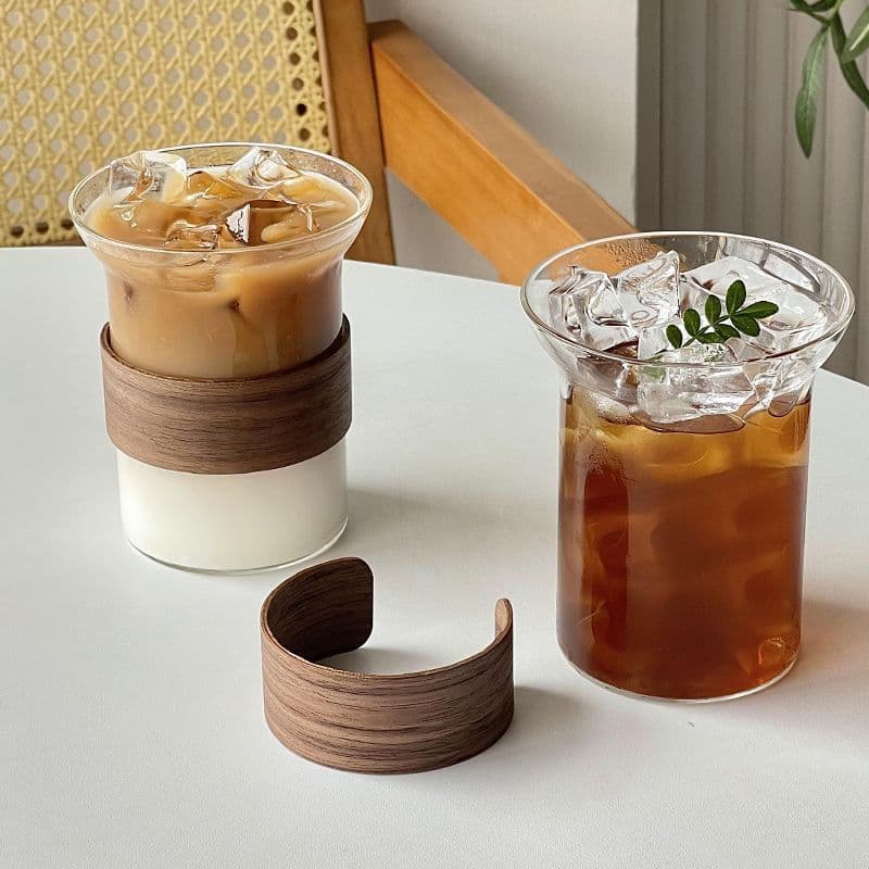 Japanese style high borosilicate glass simple expanded coffee cup ice American bubble fruit tea cup glass milk latte cup