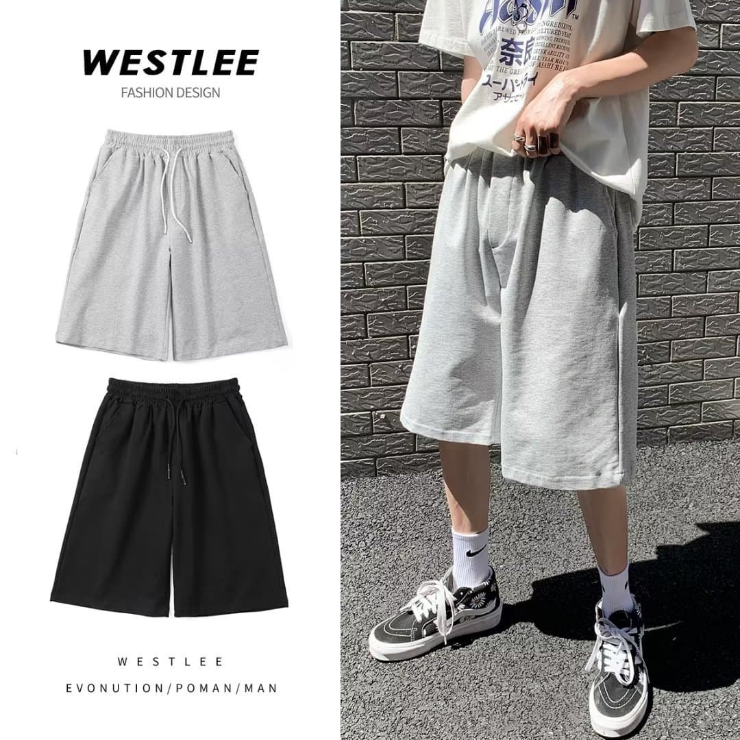 Men's Shorts, Large Size, Loose Fit, Versatile Five-Point Shorts, 250g Solid Color Casual Pants, Class Uniform, Cross-Border Men's Shorts
