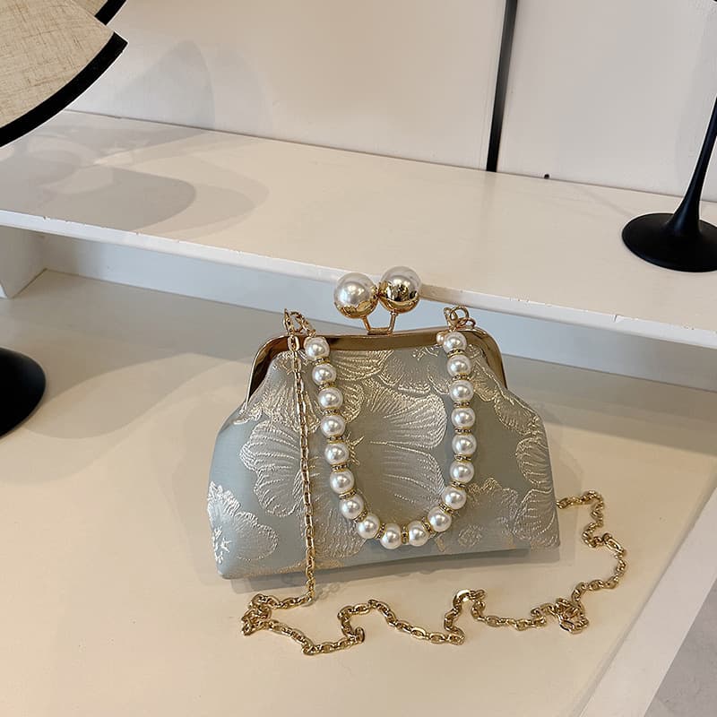 New Chinese Style Qipao Bag for Women 2026 Elegant Evening Bag High-End Handbag Pearl Clasp Shoulder Crossbody Bag