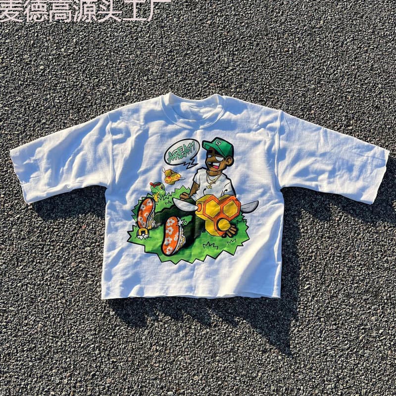 Fashion cross-border 2024 new three-quarter sleeve 3D digital printing men's and women's short-sleeved round neck short-sleeved T-shirts manufacturer goods