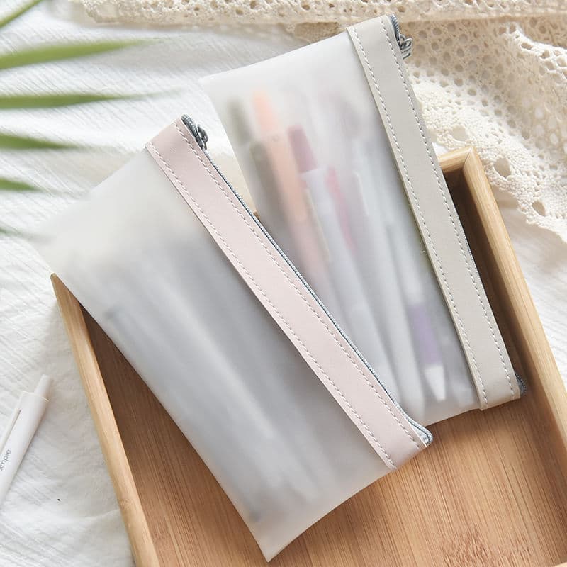 Transparent pencil bag document bag stationery box for girls Korean version internet celebrity simple junior high school ins large capacity high school student appearance