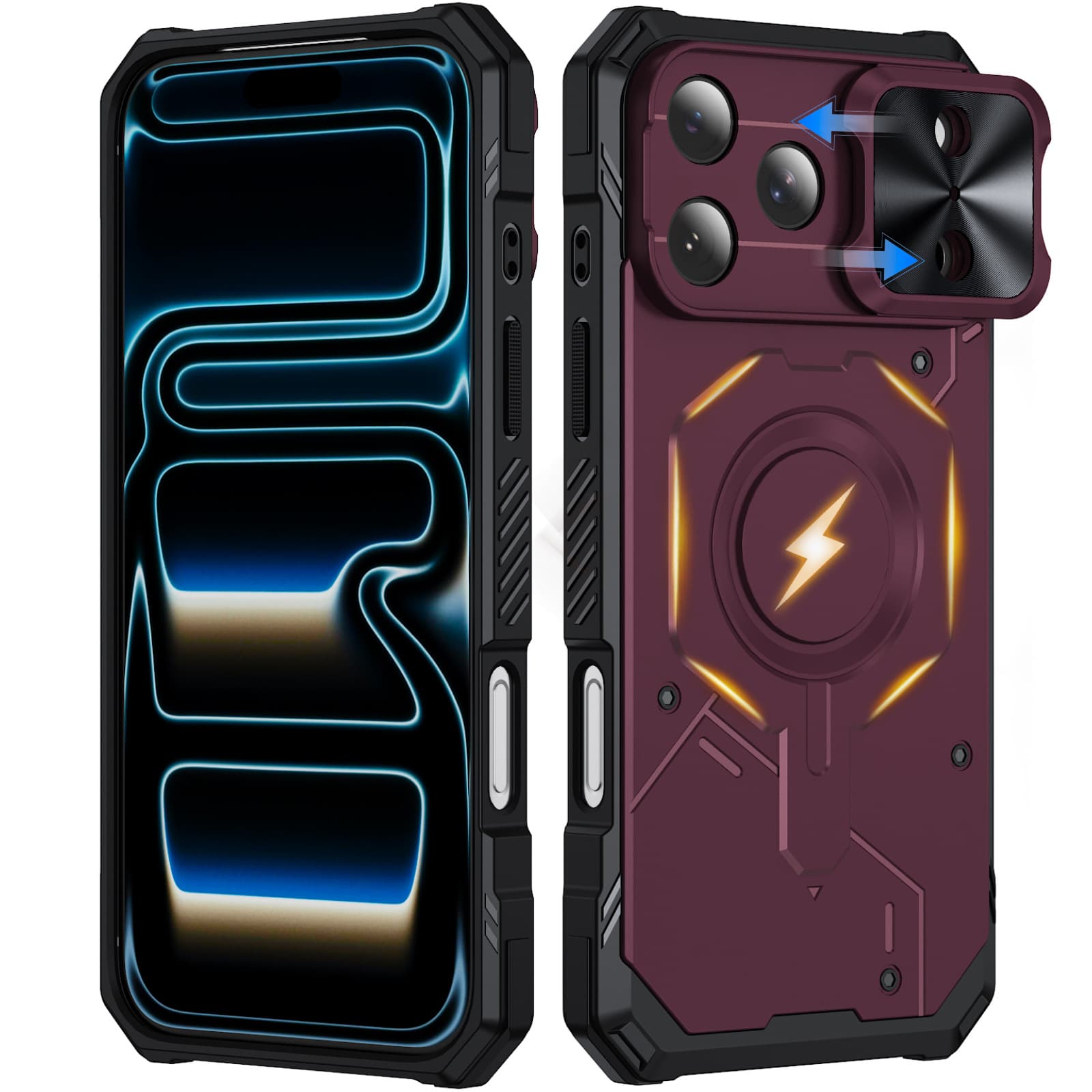 Compatible with iPhone 18 Pro Max Phone Case Apple 17 Magnetic Mecha Slide Window 16 Cross-Border Shockproof 15 Full Coverage 14