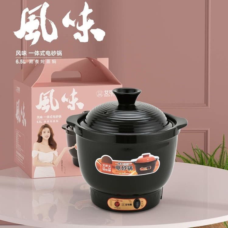 Health Purple Clay Electric Stew Pot, Fast Ceramic Plug-in Casserole, Black Clay Quick Stew Pot, Porridge and Soup Pot, Wholesale Gift