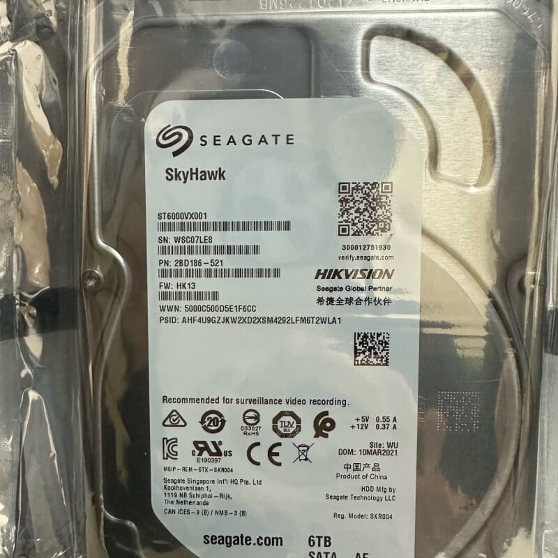 Brand new 6TB Hikvision surveillance hard drive, ST6000VX001.