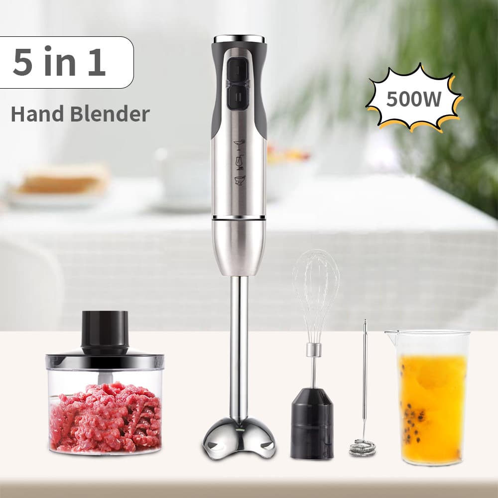 Cross-border EU Standard 5-in-1 Household Handheld Electric Mixing Stick Baby Food Processor Multifunctional Meat Grinder Egg Beater