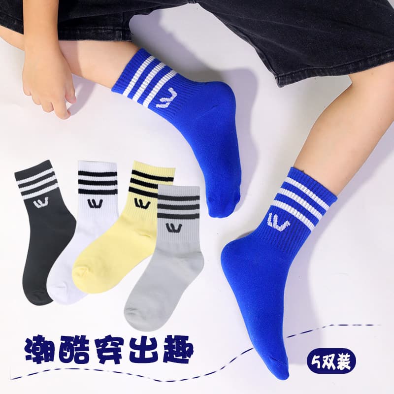 Children's Breathable Moisture-Wicking Socks Boys Girls Summer Thin Combed Cotton Socks Sports Casual Mid-Calf Cotton Socks