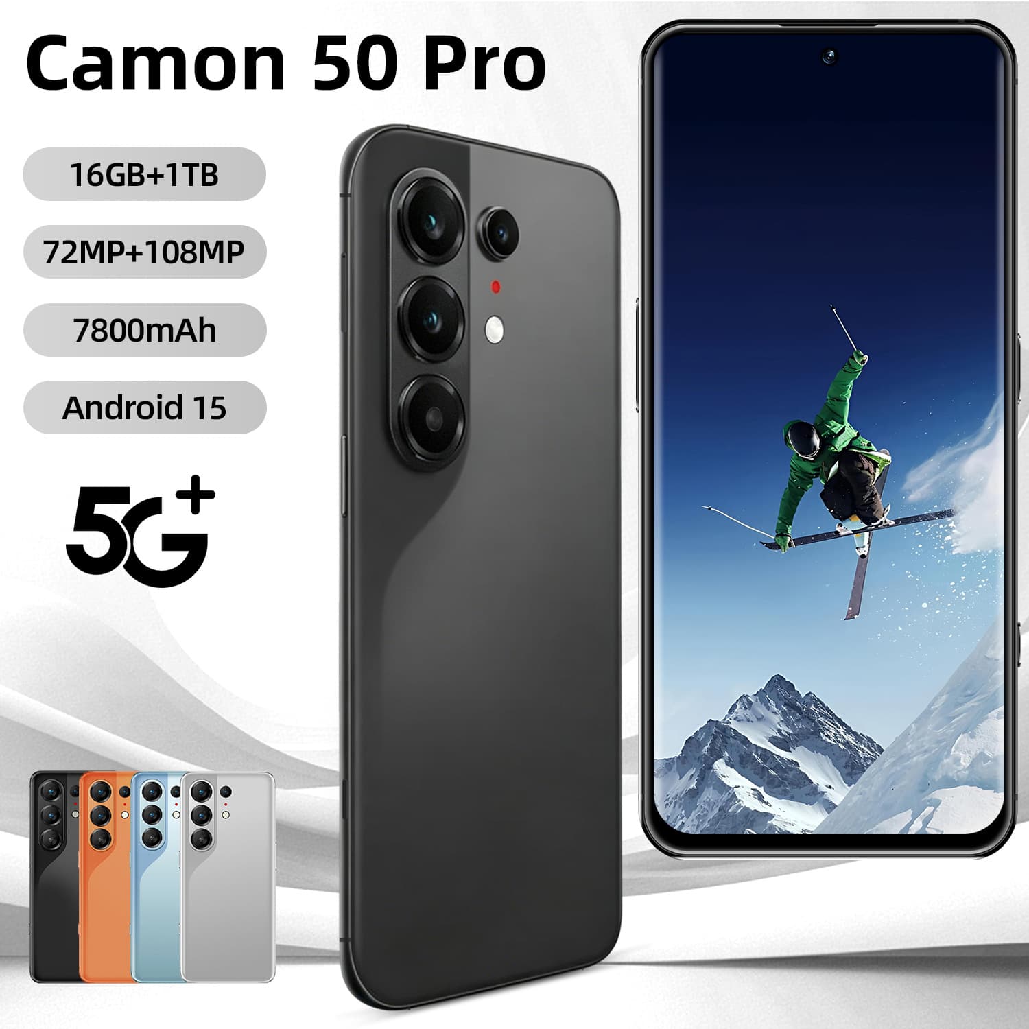 Cross-Border Camon 50 Pro Android Smartphone 7.3-Inch 16+1TB Mobile Phone Direct from Manufacturer, Can Be Shipped on Behalf of TK