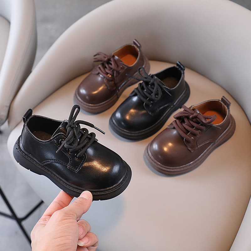 2025 New Boys' Leather Shoes, Children's Export Single Shoes, Solid Color Casual Little Leather Shoes in British Style