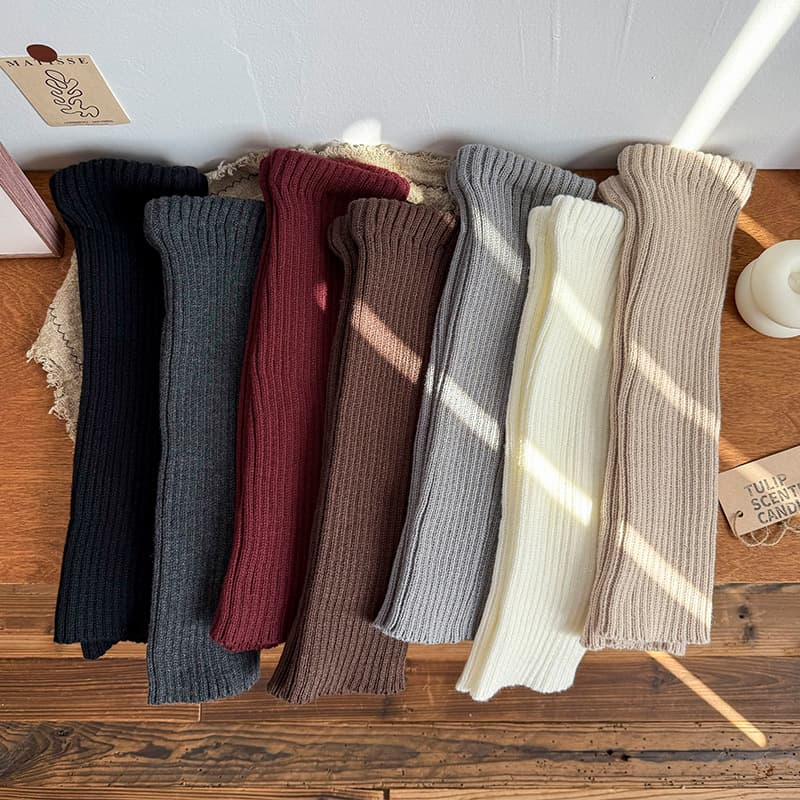 Women's Sock Cuffs New Autumn/Winter Thickened Calf Socks, Mallard Brown Warmth, Horizontal Machine Long Knitted Miu-Style Wool
