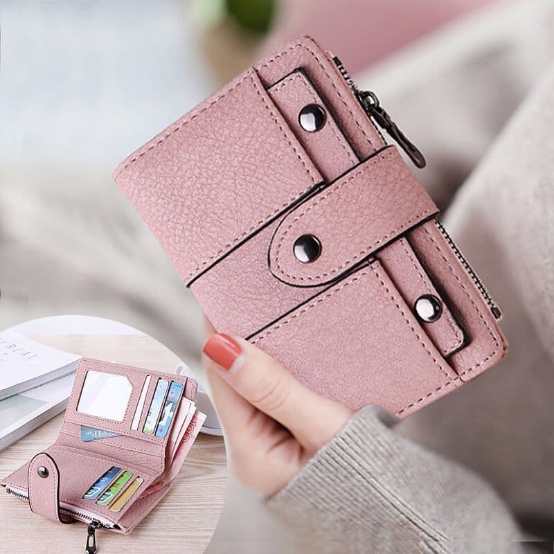 Women's Short Wallet 2022 New Style Korean Style Studded Vintage Frosted Money Clip Student's Unique Personality