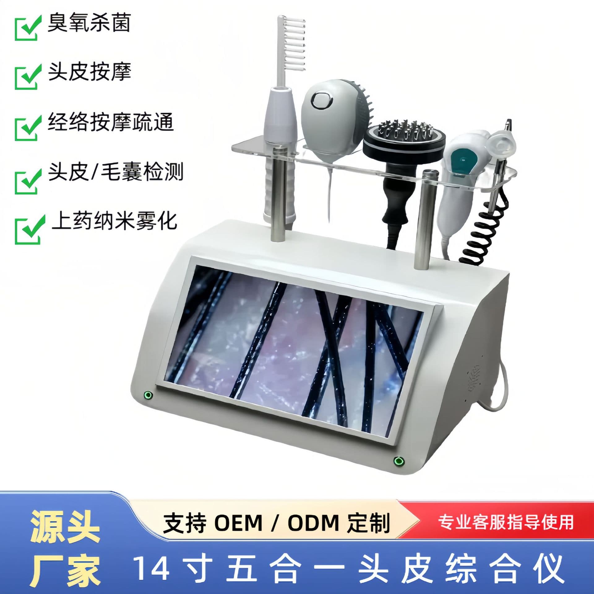 Scalp Therapy Device with Detection, Anti-Hair Loss, Hair Care, and Electric Massage Comb for Beauty