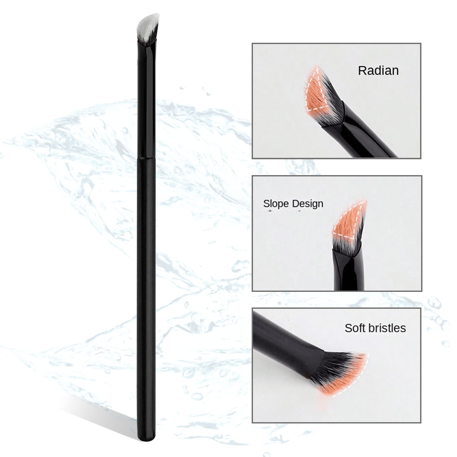 Hot-Selling Black Triangular Concealer Brush, Mini Iron Concealer Brush, Fine Concealer Brush, Compact and Portable Triangular Beauty Tool