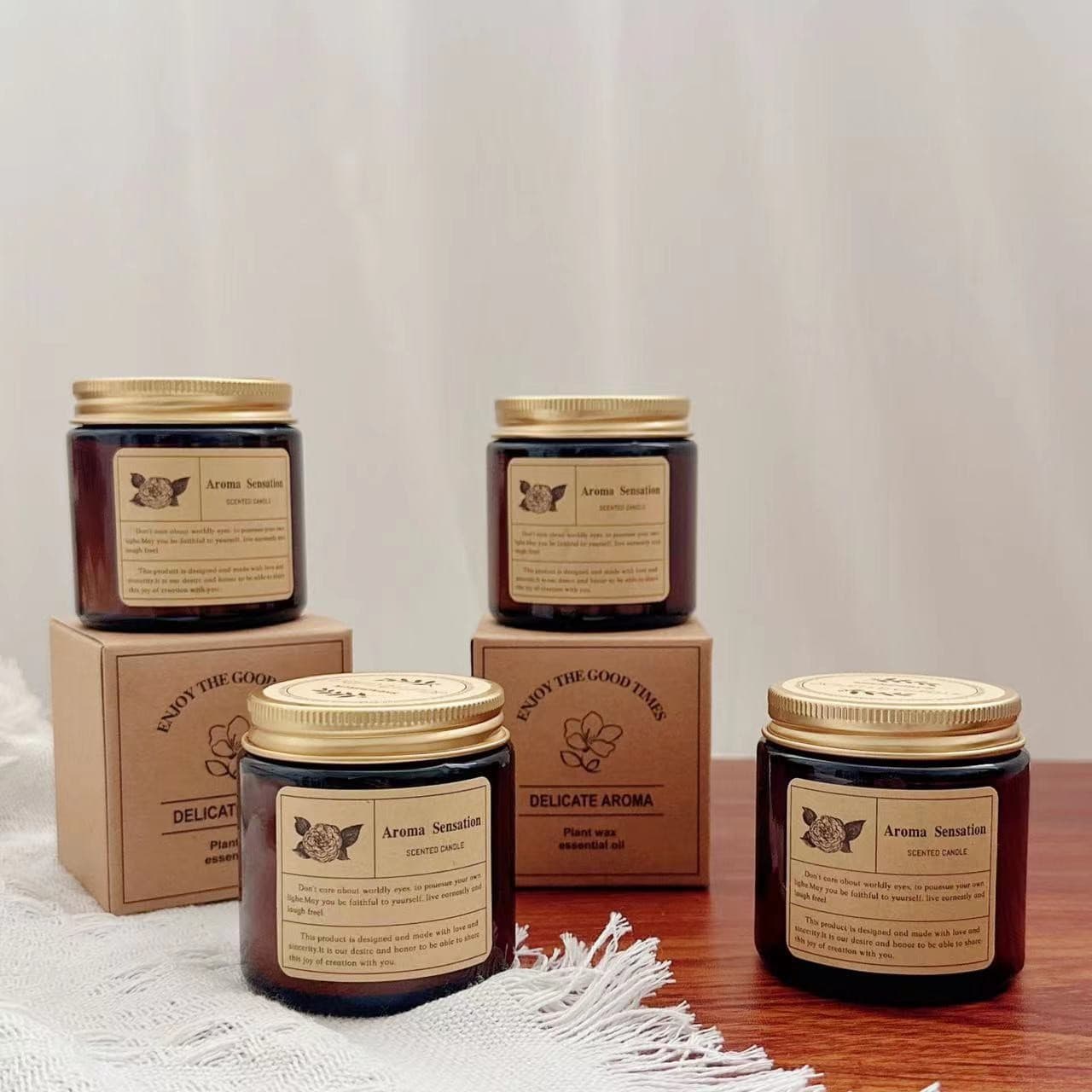 Cross-border e-commerce soy wax creative candle aromatherapy brown cup glass jar 35g wax weight aromatherapy candle wholesale
