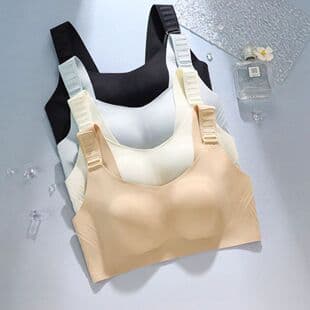 Invisible Seamless Wire-Free Push-Up Bra for Large Busts, Lightweight Comfort with Rabbit Ear Cups, Lifting Strap, Breathable Bra