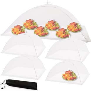 Foldable Food Cover Large Washable White Mesh Dust-Proof Cover Dish Umbrella