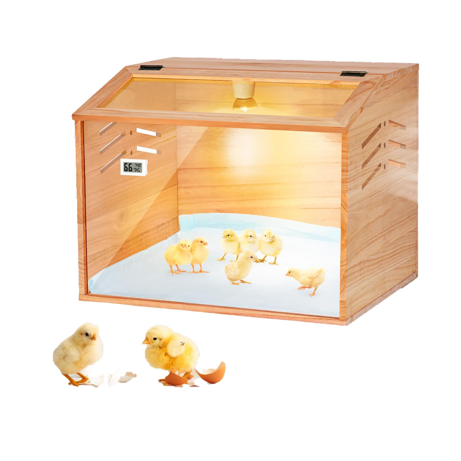 Solid Wood Poultry Brooder Box, Breeding Box, Pet House with Double Doors, Thermostatic, Landscape Villa, Hamster Cage