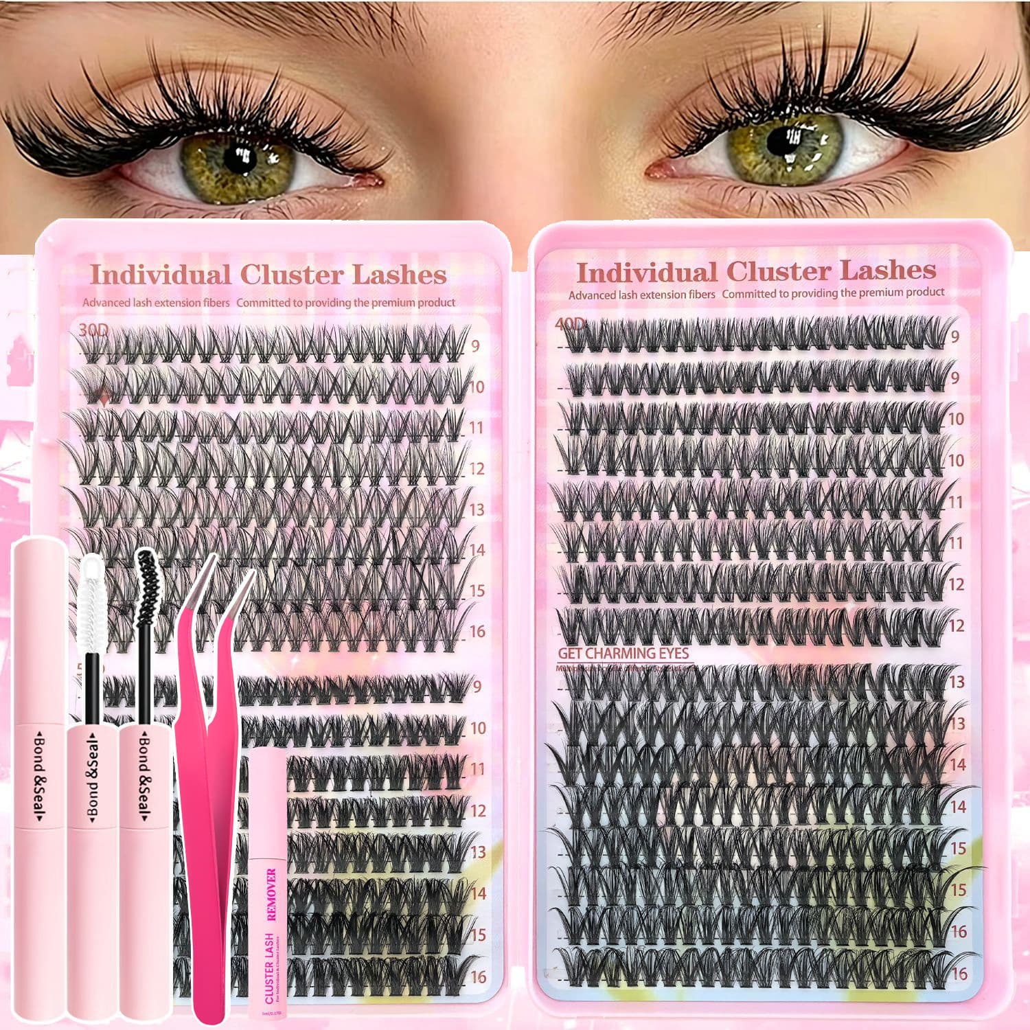 【Temu Hot Item】European and American Style False Eyelashes 30D40D50D Large Volume Eyelash Book Russian Asian Eyelashes