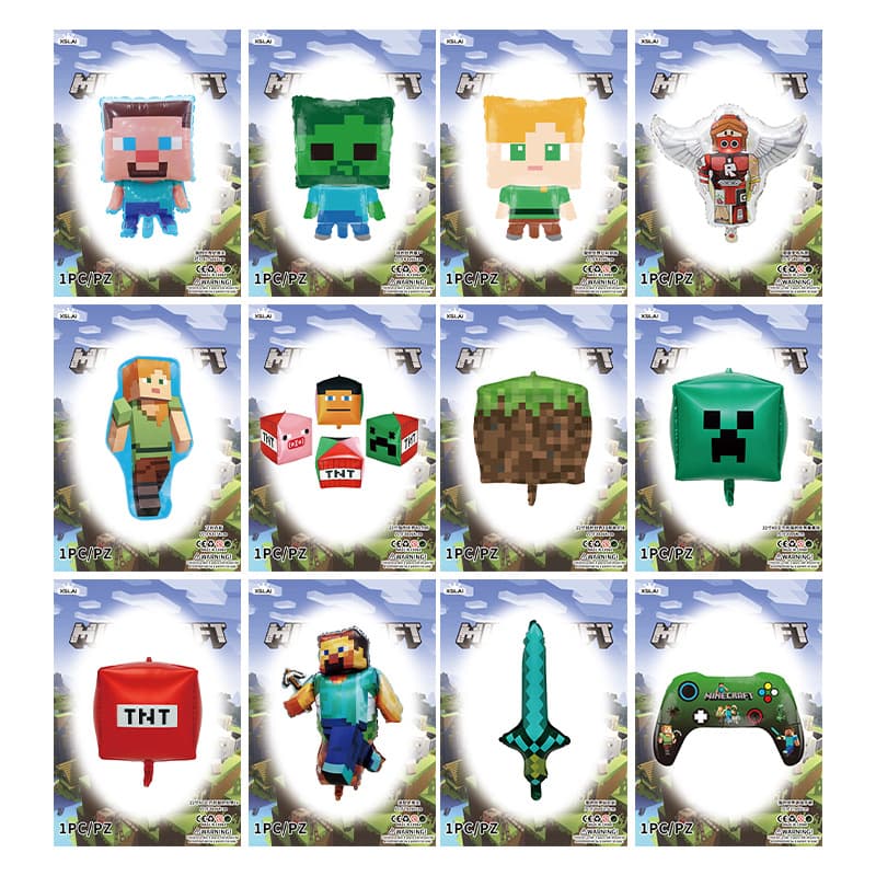 Minecraft Balloon Set Minecraft Theme Party Decorations Pixel Battle Kids Party Setup
