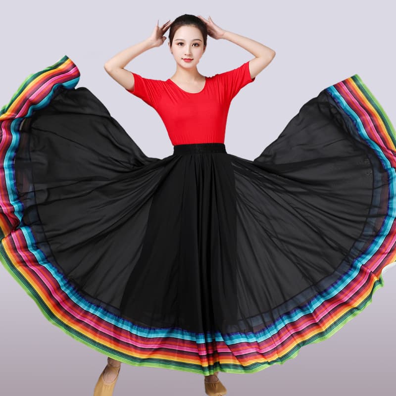 720-Degree Chiffon Dance Skirt, Half Skirt, Women's Performance Skirt, Square Dance Long Skirt, Team Dance Skirt