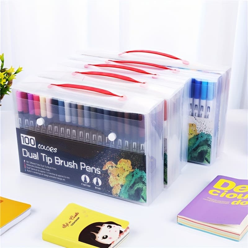 Amazon Double-Ended Watercolor Markers Black Barrel 24/140 Colors Large Count Art Markers for Kids Drawing Set