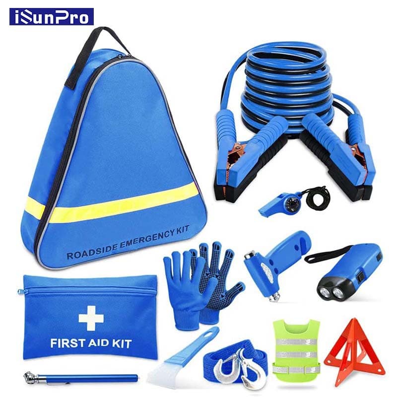 Blue Multi-Function Car Emergency Kit Roadside Assistance Kit Outdoor Car First Aid Tool Emergency Bag