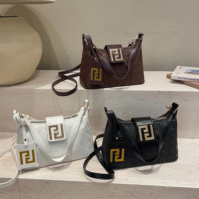 Women's 2026 New Style Textured Trendy Shoulder Bag, Chic Solid Color French Handbag with Shoulder and Crossbody Straps