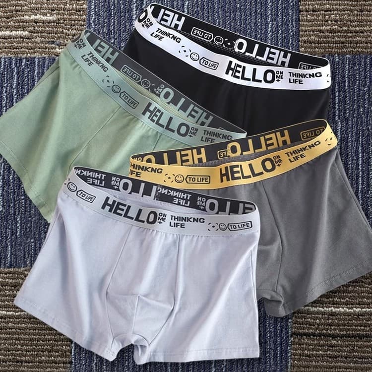Men's cotton boxer shorts for autumn and winter, 2024 trendy quick-drying versatile youth four-corner briefs/sports shorts