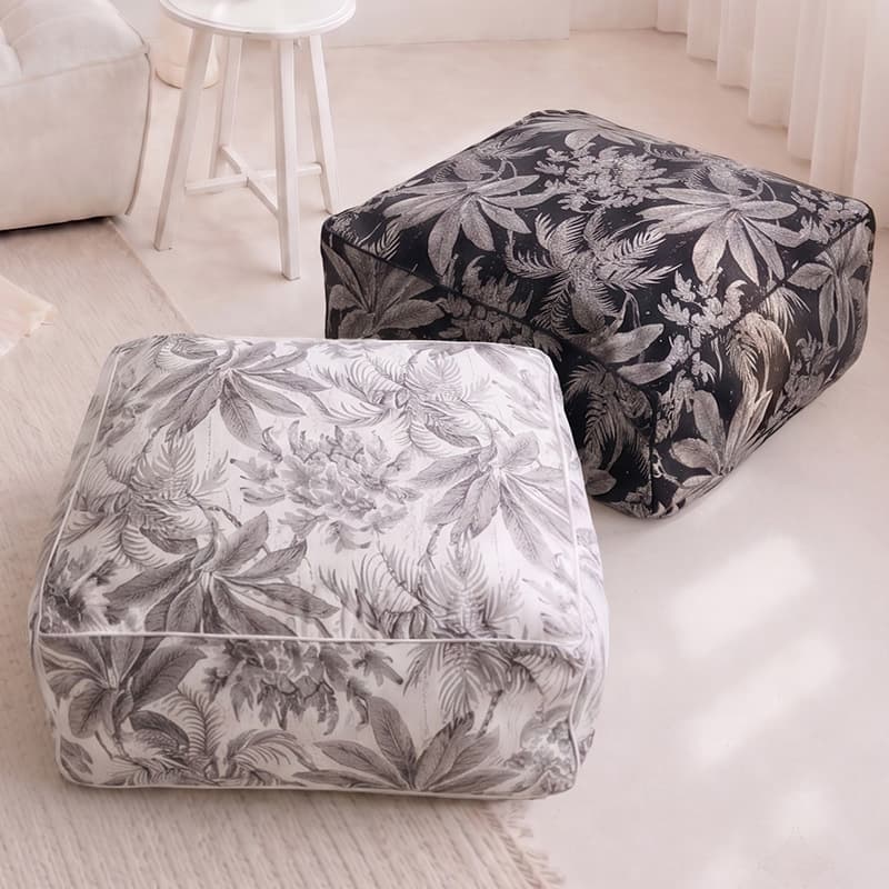 High-End French-Style Living Room Pouf, Square Ottoman, Vintage-Style Floor Cushion, Luxury Seat Cushion, Lazy Sofa Stool