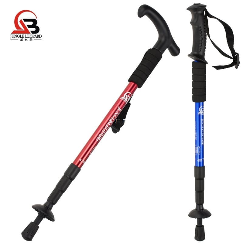 Jungle Leopard Outdoor Genuine Trekking Pole Walking Stick Aluminum Alloy Telescopic Pole Hiking Equipment Fitness Walking Cane