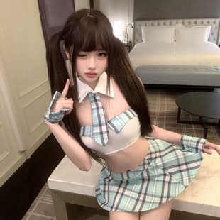 Japanese Style Sexy Pure JK Uniform Plaid Sexy Schoolgirl Pleated Skirt Cos Role Play Uniform Temptation Set