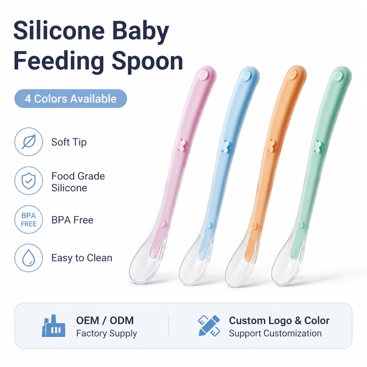 Soft Silicone Baby Spoon with Case OEM ODM Factory Supply
