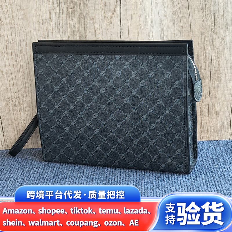 Fashion Retro Soft Leather Plaid Clutch Bag 2026 New Men's Bag Large Capacity Wallet Checkered Clutch Bag Handbag